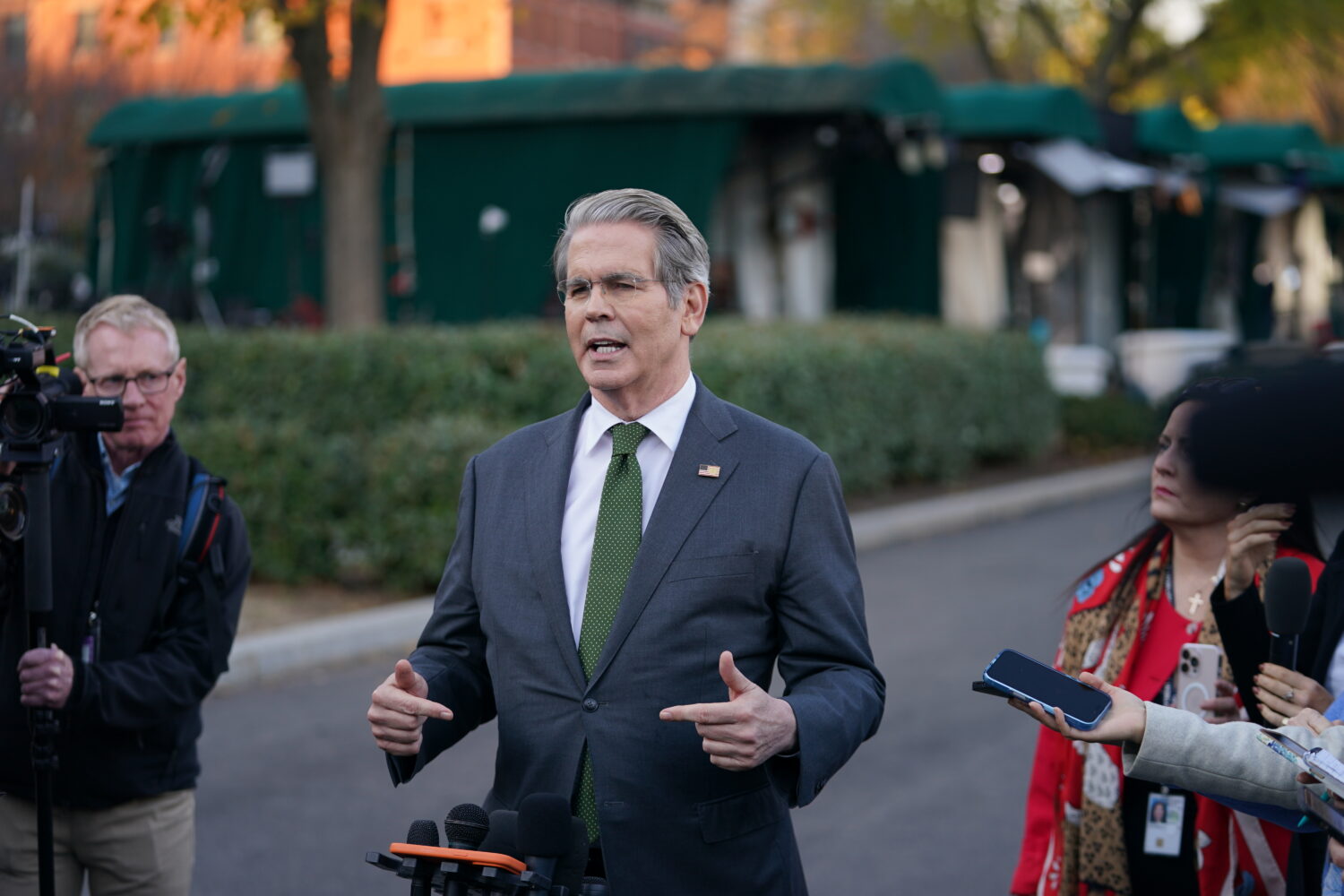 U.S. Secretary of the Treasury Scott Bessent speaks to reporters at the White House, Wednesday, Nov...