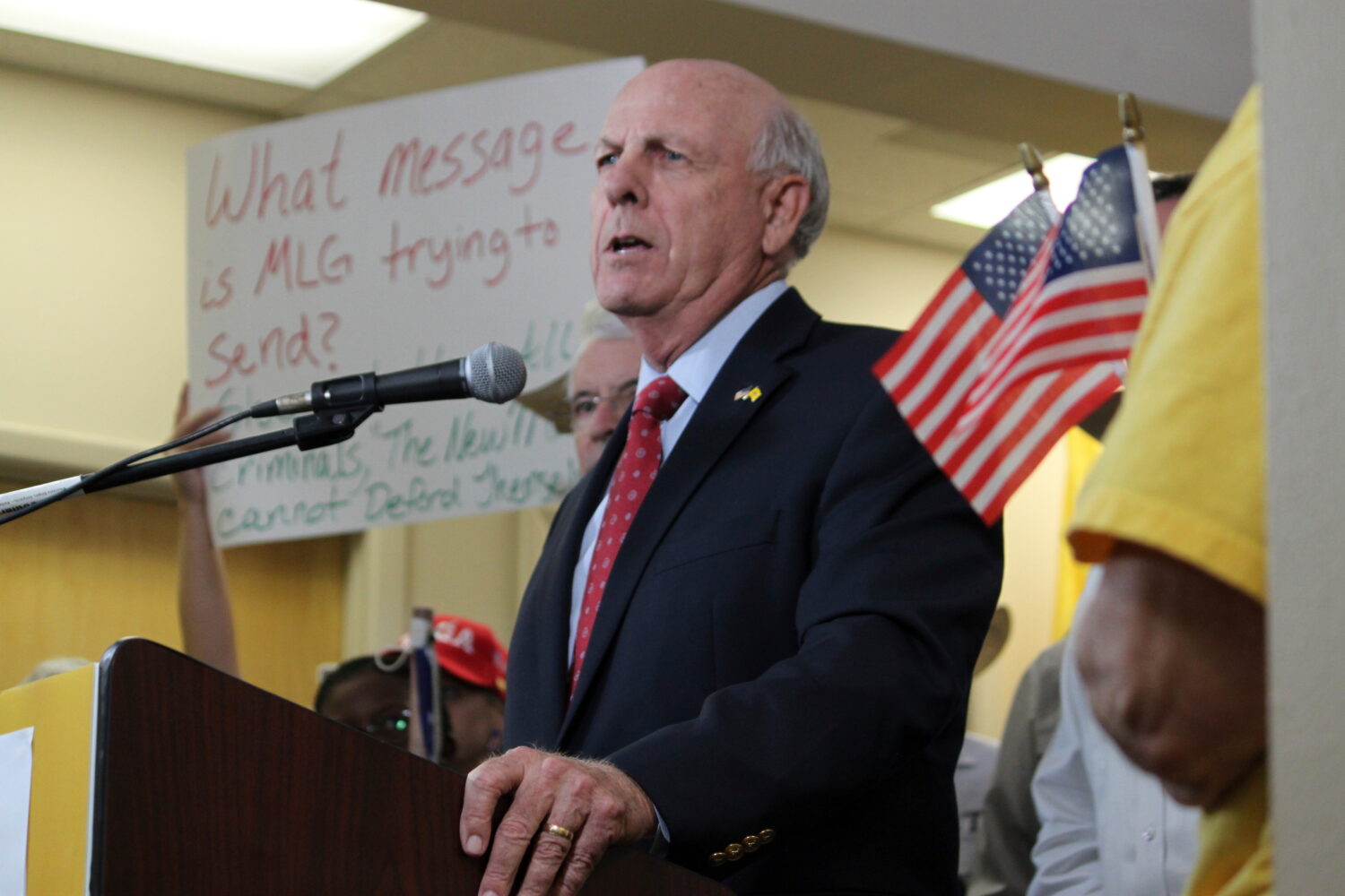 FILE - Republican Party of New Mexico Chairman Steve Pearce speaks during a news conference at part...
