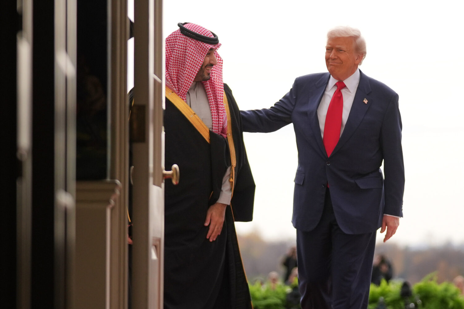 President Donald Trump welcomes Saudi Arabia's Crown Prince Mohammed bin Salman to the White House,...