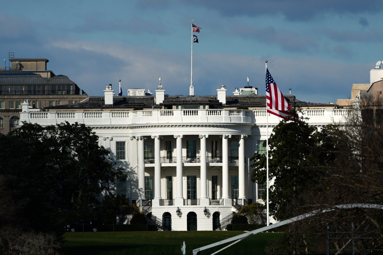 The White House is seen from the National Mall, Friday, Nov. 28, 2025, in Washington. (AP Photo/Jul...