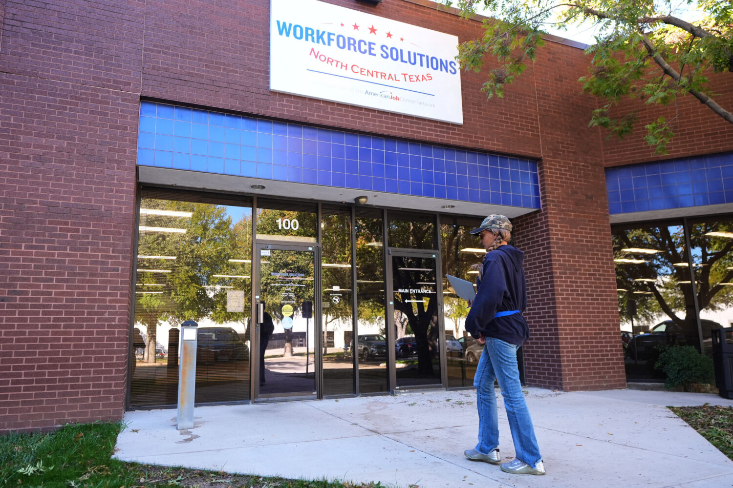 Cela Bratton Williams walks into the Workforce Solutions of North Central Texas office, Thursday, O...