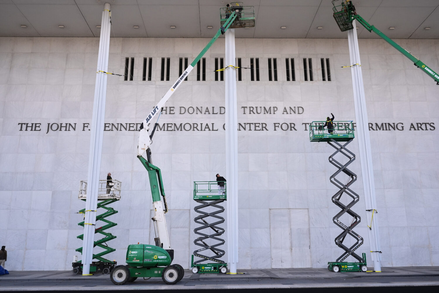 New signage, The Donald J. Trump and The John F. Kennedy Memorial Center For The Performing Arts, i...