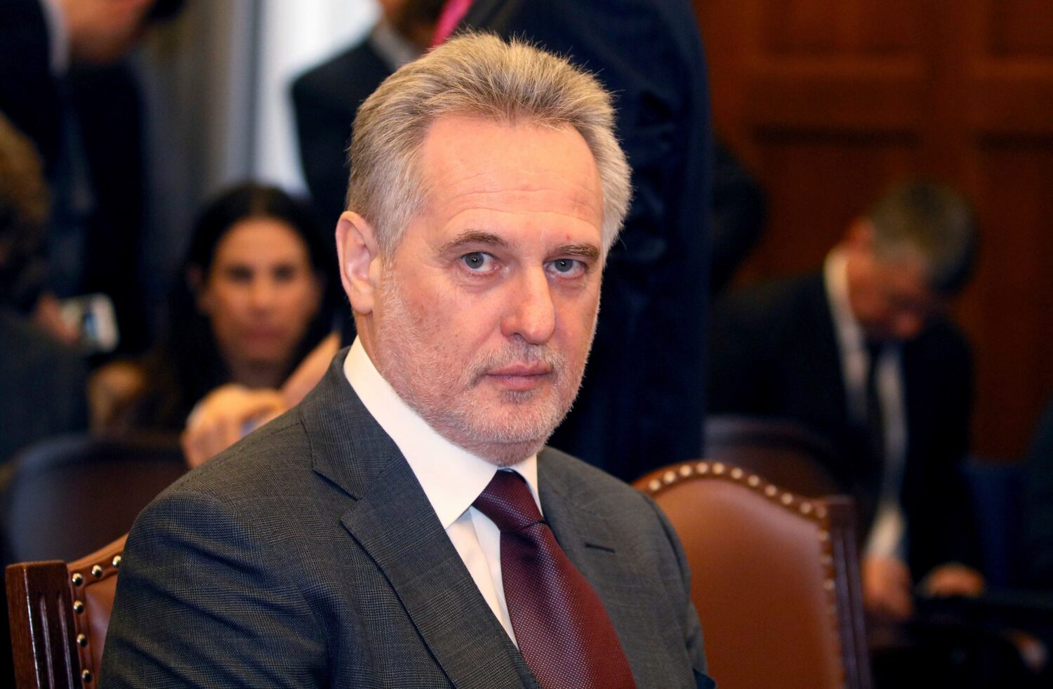 FILE - Ukrainian oligarch Dymitro Firtash waits for the start of his trial at the courts of justice...