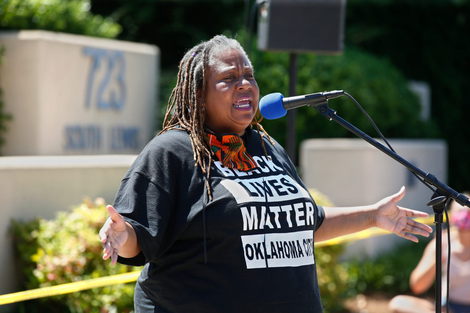 FILE - The Rev. T. Sheri Dickerson, a co-founder of Black Lives Matter in Oklahoma City, speaks dur...