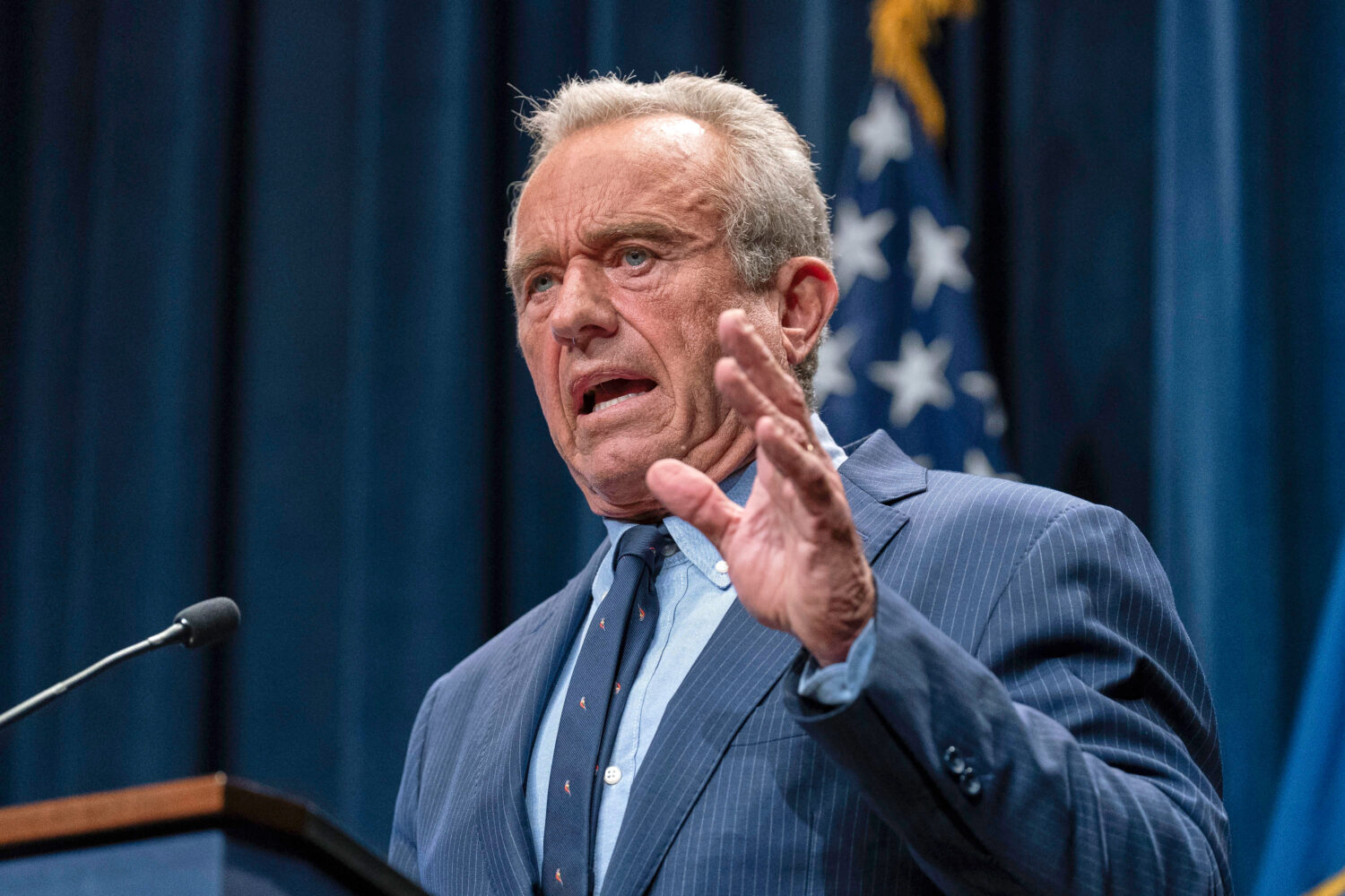 FILE - Health and Human Services Secretary Robert F. Kennedy Jr. speaks during a news conference on...