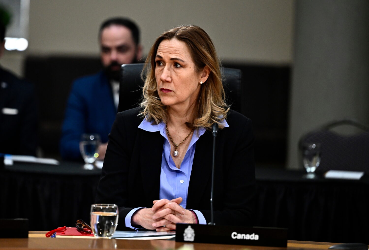 FILE - Ambassador of Canada to the U.S. Kirsten Hillman listens during a First Ministers' meeting i...
