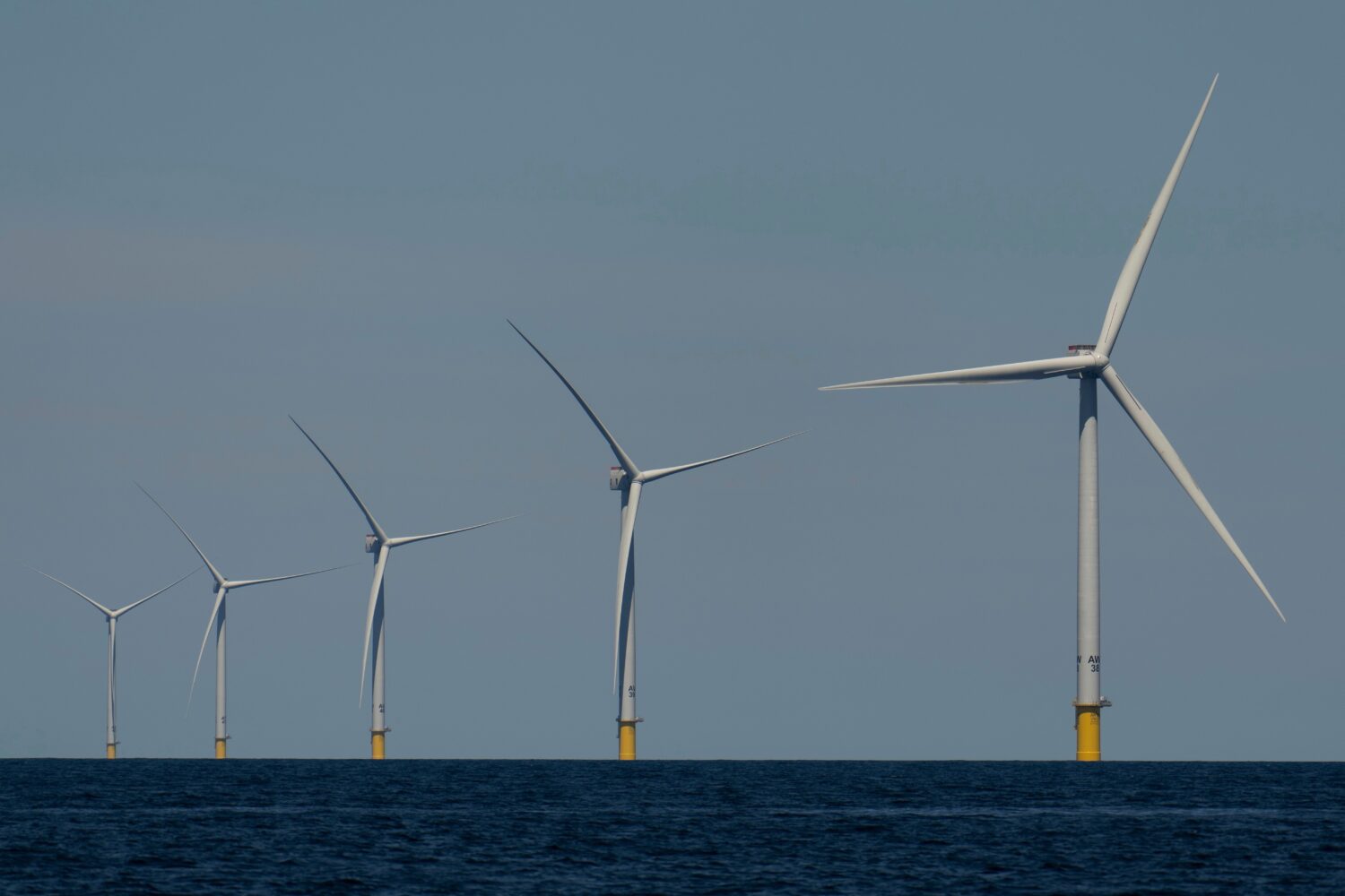 FILE - Wind turbines operate at Vineyard Wind 1 offshore wind farm off the coast of Massachusetts, ...
