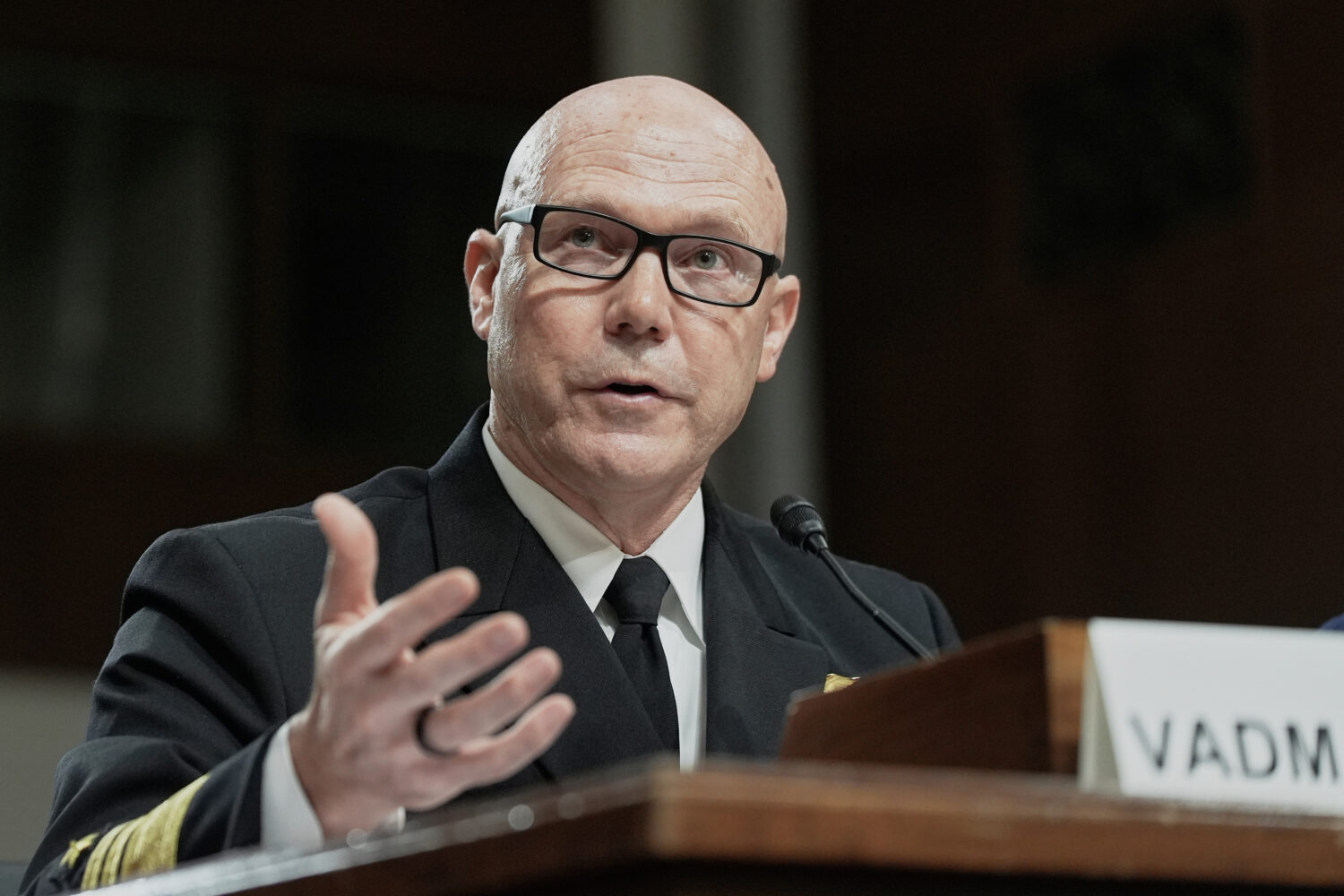FILE - Admiral Frank M. Bradley testifies during a Senate Armed Services Committee hearing to exami...
