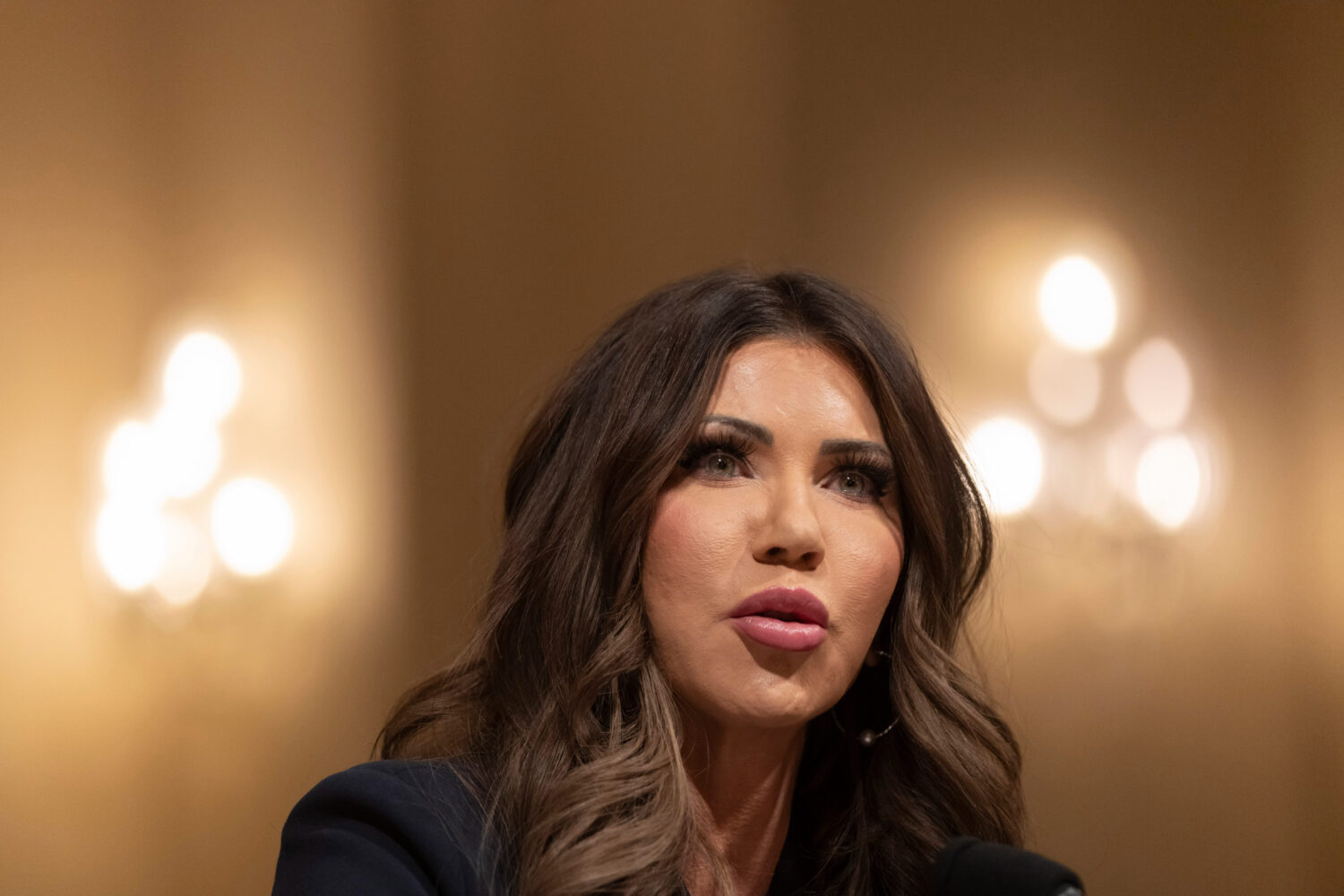 Homeland Security Secretary Kristi Noem appears before the House Committee on Homeland Security on ...