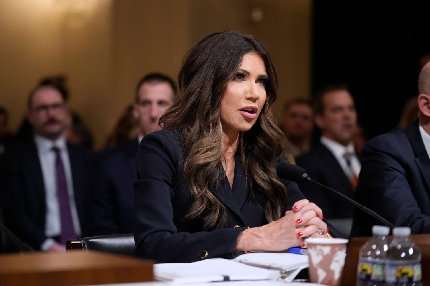 Homeland Security Secretary Kristi Noem speaks during the House Committee on Homeland Security on C...