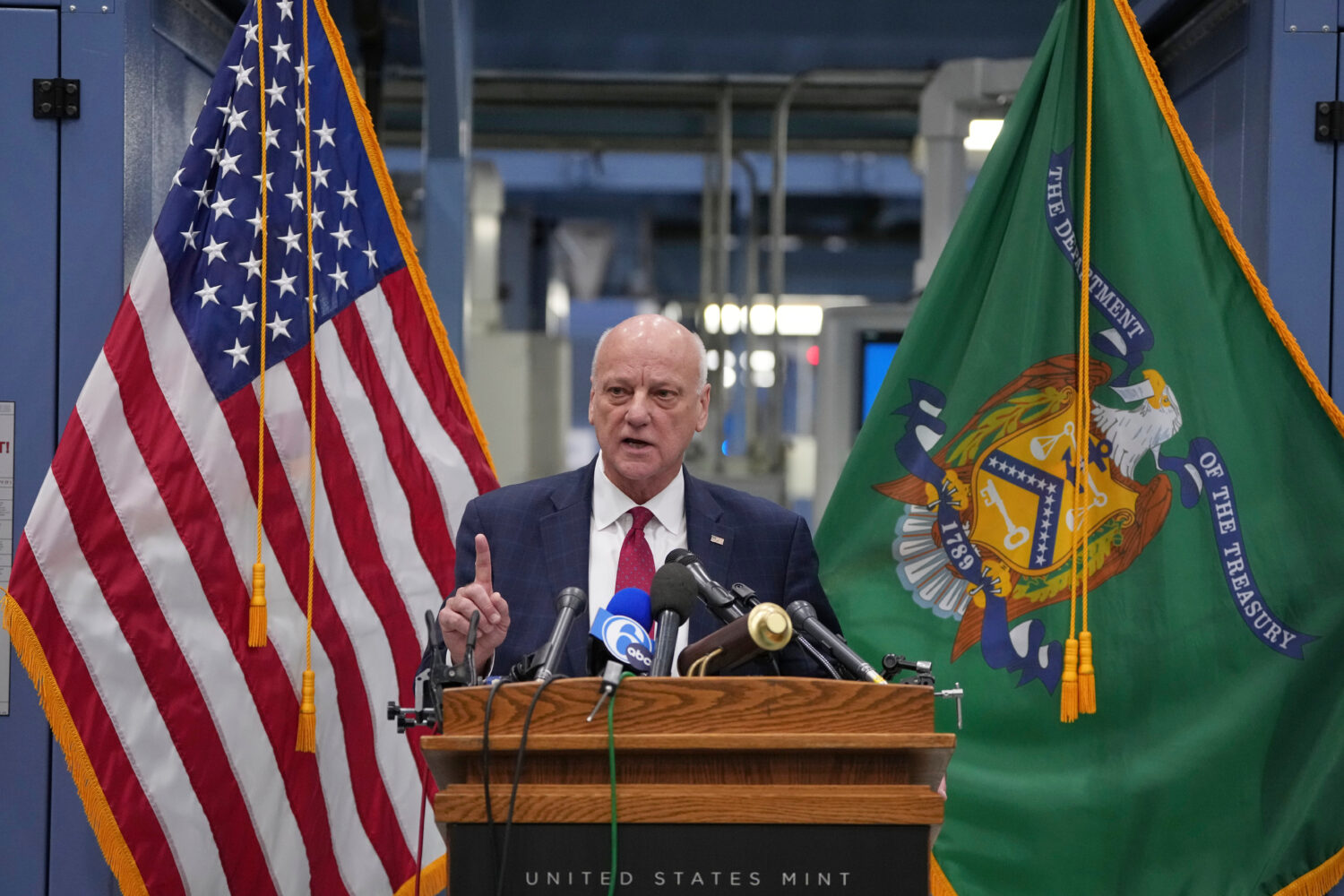 U.S. Treasurer Brandon Beach speaks during a news conference at the U.S. Mint in Philadelphia, Wedn...