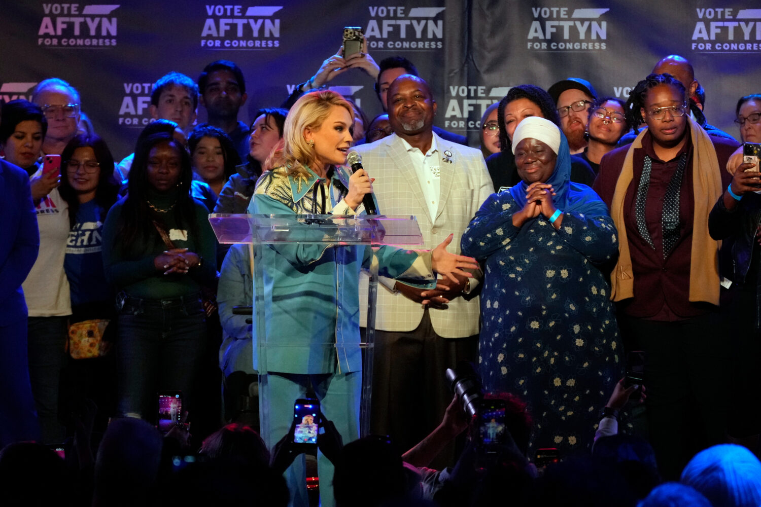 Democratic candidate State Rep. Aftyn Behn, D-Nashville, speaks to supporters at a watch party afte...