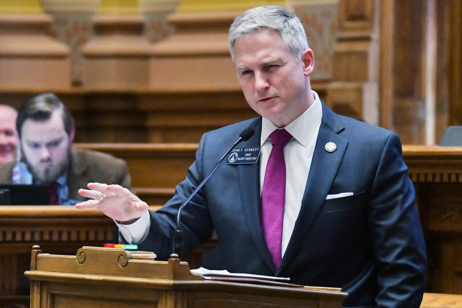 FILE - State Sen. John Kennedy, R-Macon, speaks in the Senate Chambers during a special session at ...