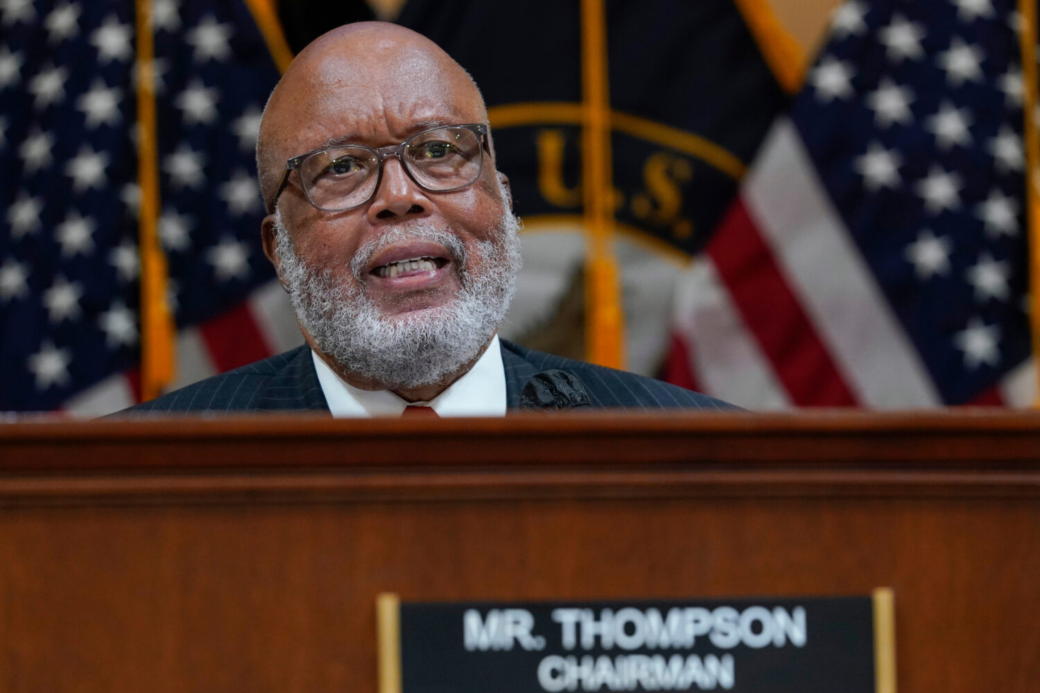 FILE - Chairman Rep. Bennie Thompson, D-Miss., speaks as the House select committee investigating t...