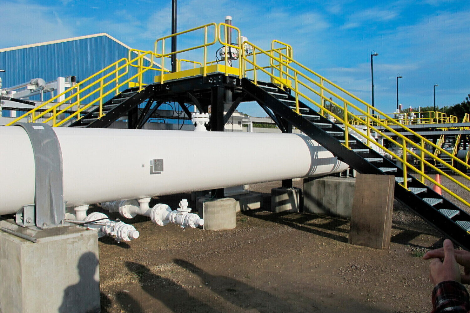 FILE - An above-ground section of Enbridge's Line 5 is seen at the Mackinaw City, Mich., pump stati...
