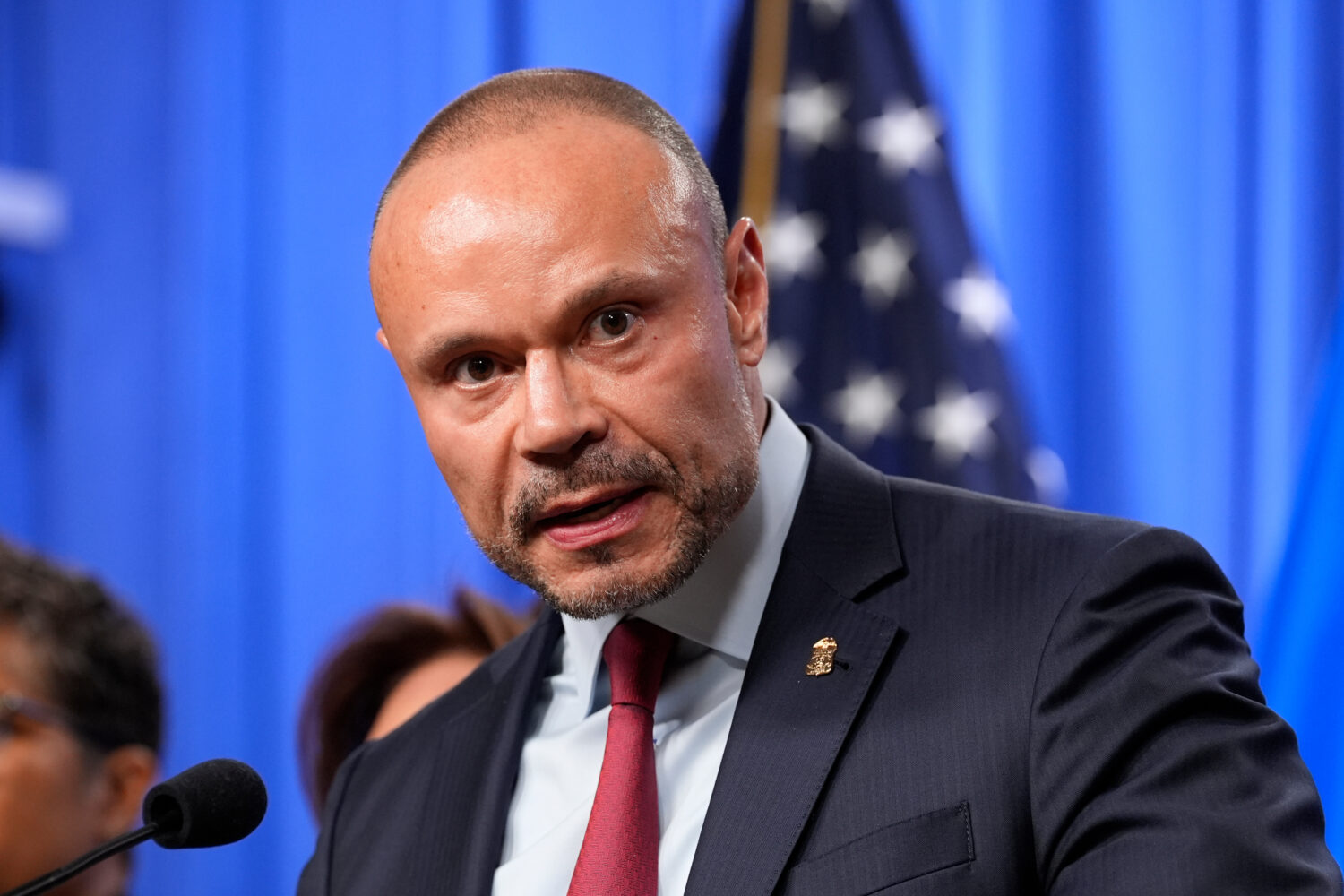 Dan Bongino, FBI deputy director, speaks during a news conference at the Department of Justice, Thu...