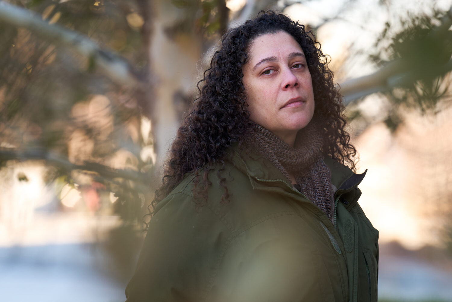 Sidney Reid, 44, of Washington, poses for a portrait near where she was arrested while protesting i...