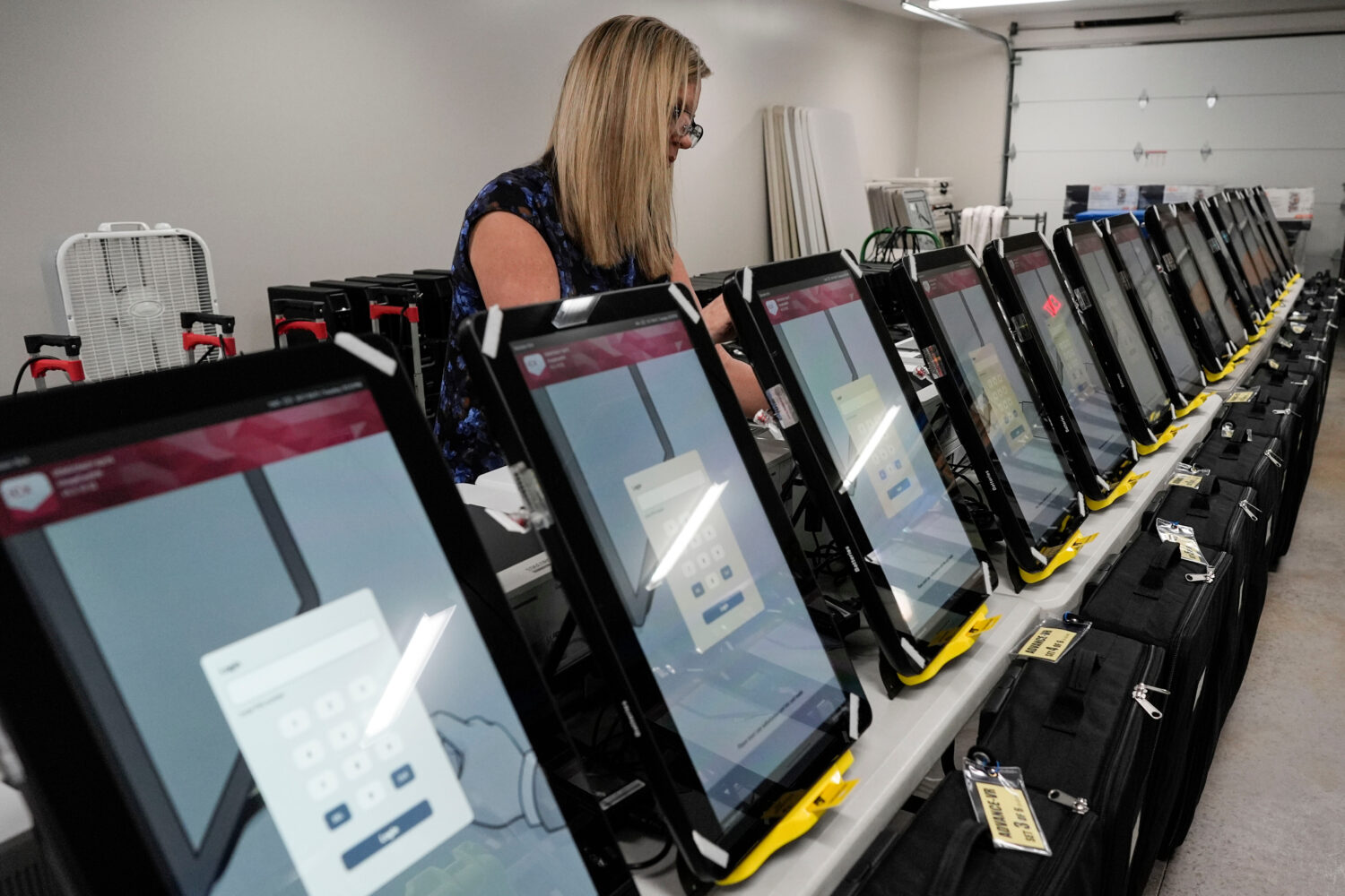 FILE - Voting machines are seen at the Bartow County Election office, Jan. 25, 2024, in Cartersvill...