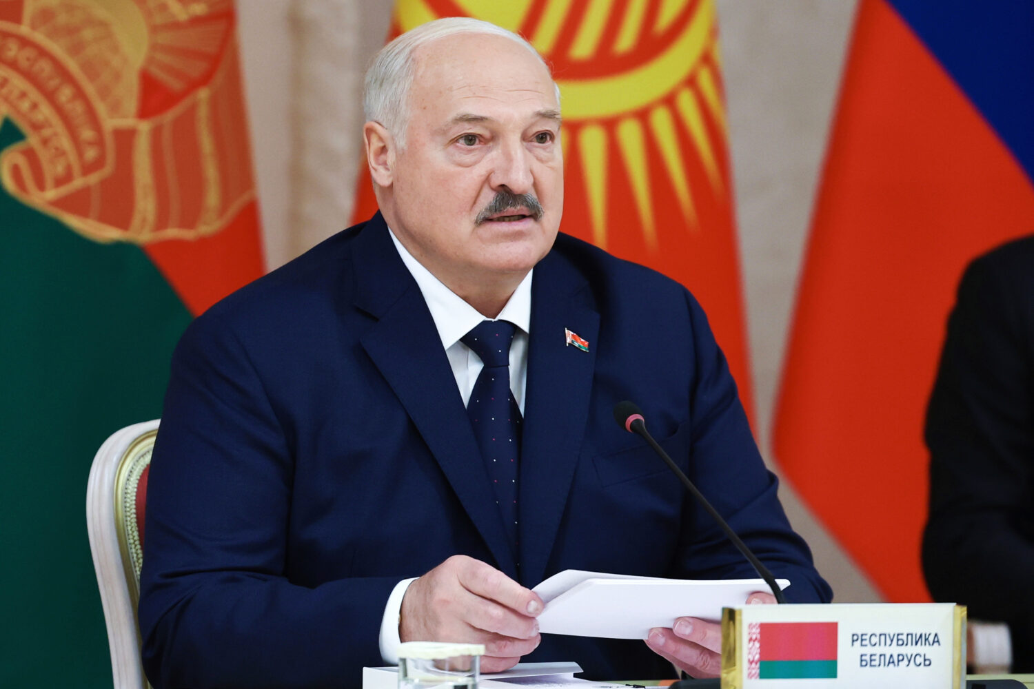 FILE - Belarusian President Alexander Lukashenko attends a meeting of the Supreme Eurasian Economic...