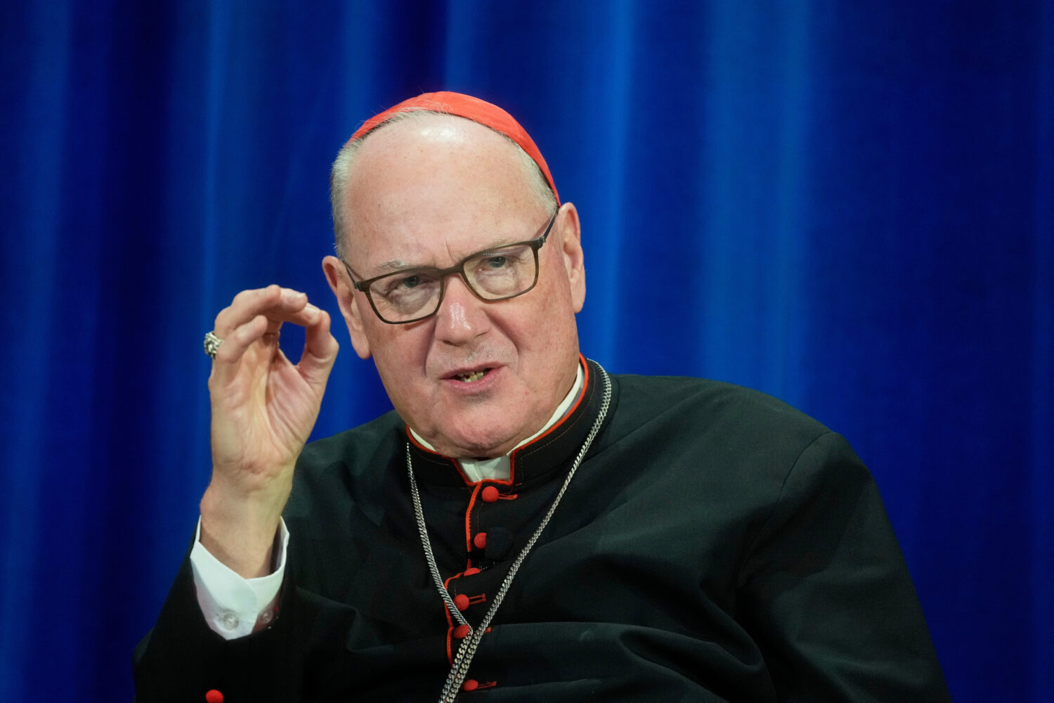 FILE - Cardinal Timothy Dolan of NY attends a press conference at the North American College in Rom...