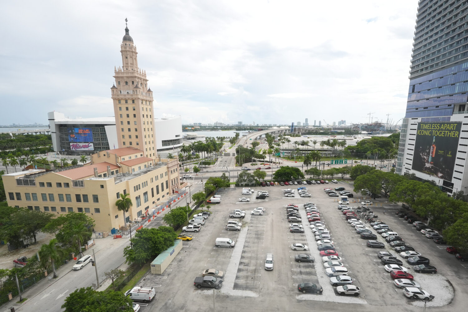 FILE - The Miami-Dade College parking lot, the area where Republican Florida Gov. Ron DeSantis is p...