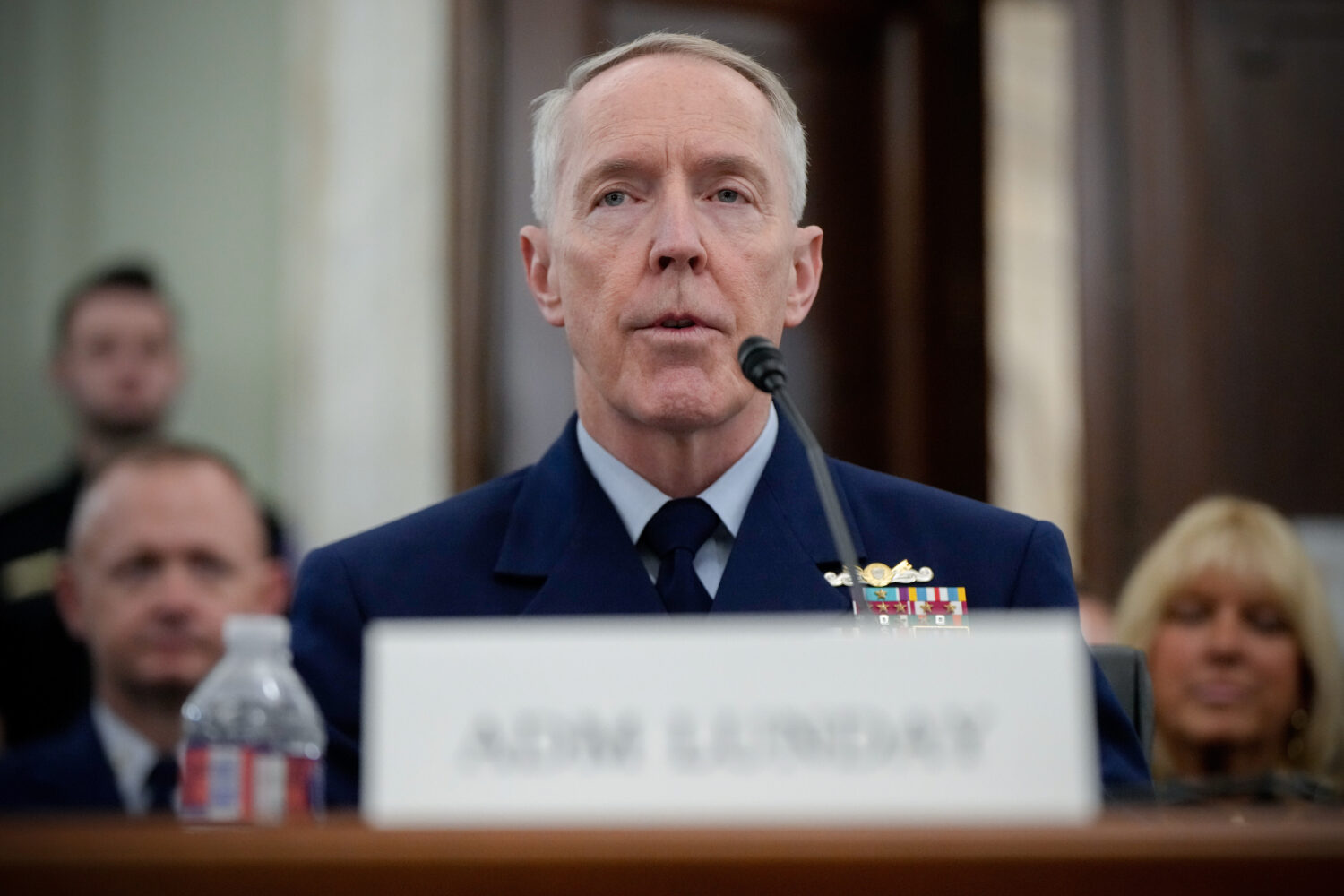 Adm. Kevin Lunday, acting commandant of the U.S. Coast Guard, speaks during a Senate Commerce, Scie...