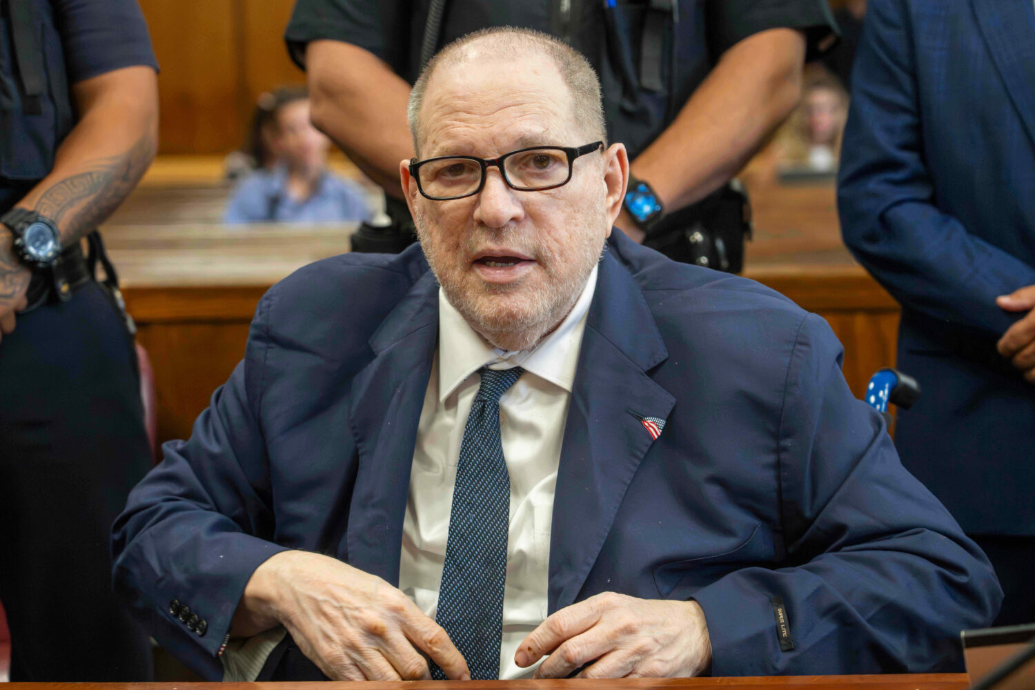 FILE - Harvey Weinstein appears in state court in Manhattan after a mistrial on a rape charge, Aug....