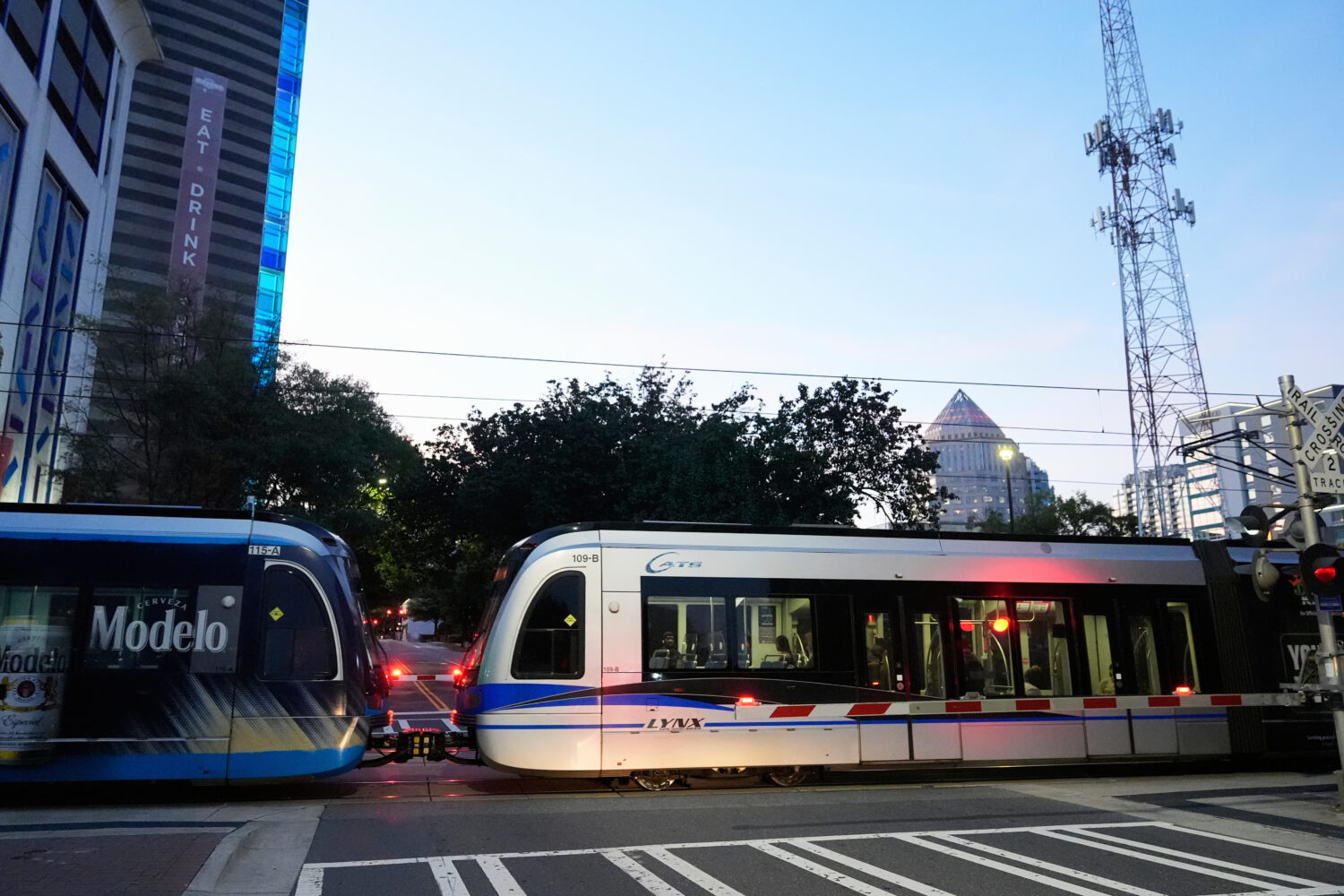 FILE - A Charlotte Area Transit System light rail departs a station, Sept. 8, 2025, in Charlotte, N...