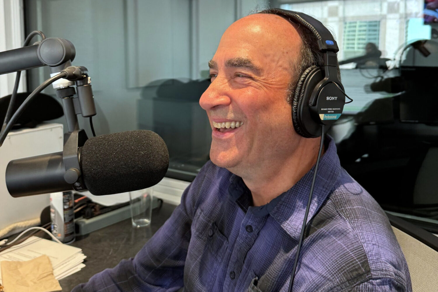 This photo provided by Doug Sovern shows him during his last KCBS-AM broadcast in San Francisco, on...