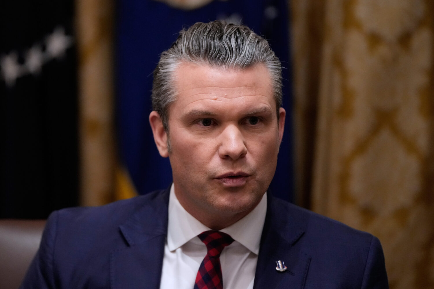 Defense Secretary Pete Hegseth speaks during a Cabinet meeting at the White House, Tuesday, Dec. 2,...