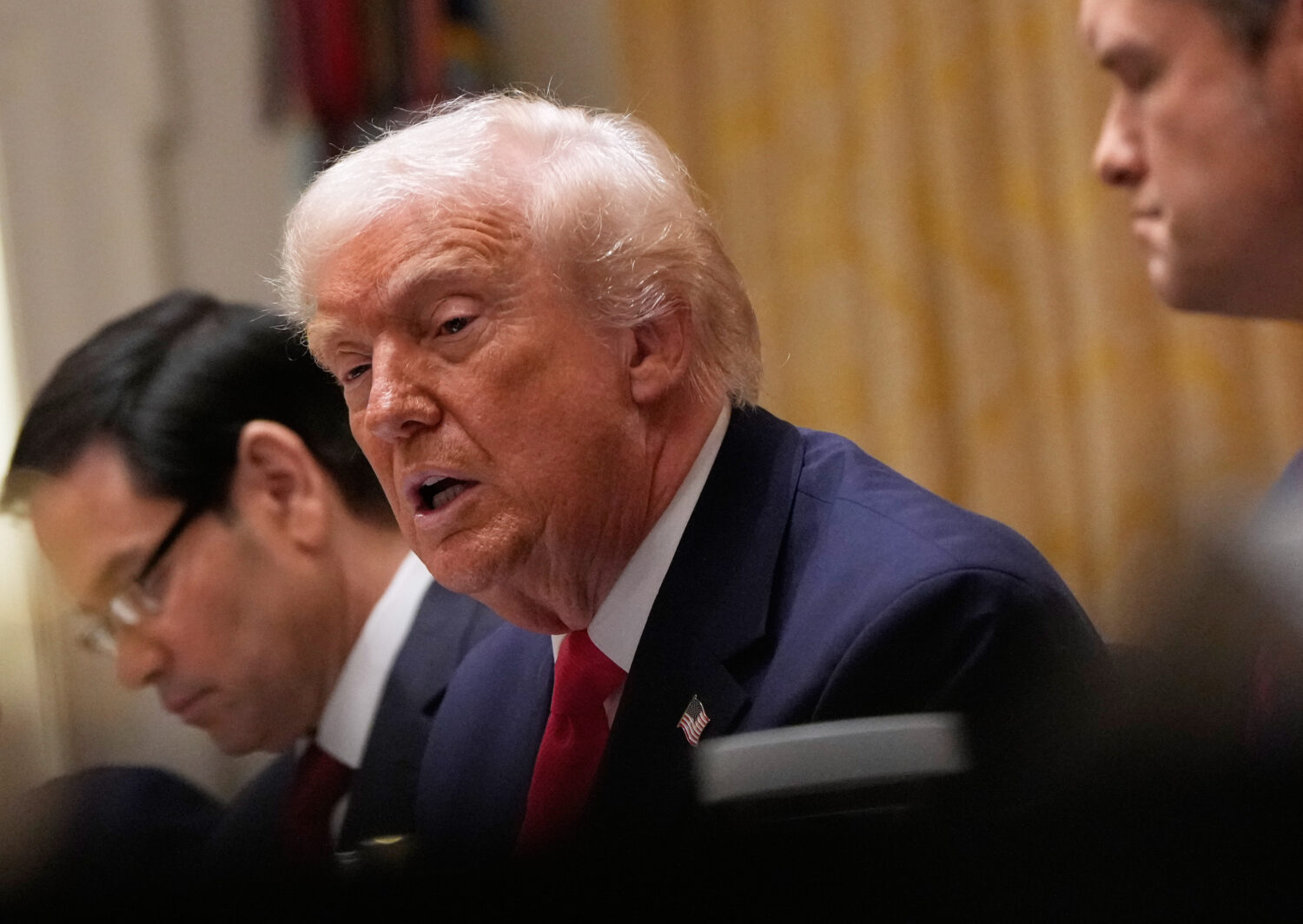 President Donald Trump speaks during a Cabinet meeting at the White House, Tuesday, Dec. 2, 2025, i...