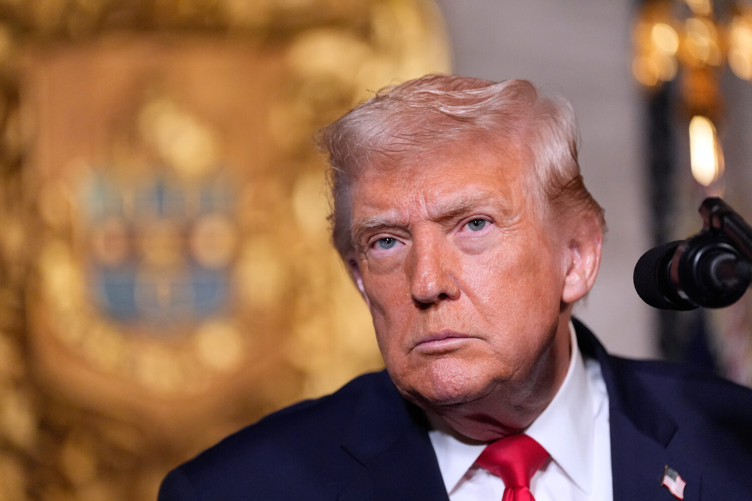 President Donald Trump speaks at his Mar-a-Lago club, Monday, Dec. 22, 2025, in Palm Beach, Fla. (A...