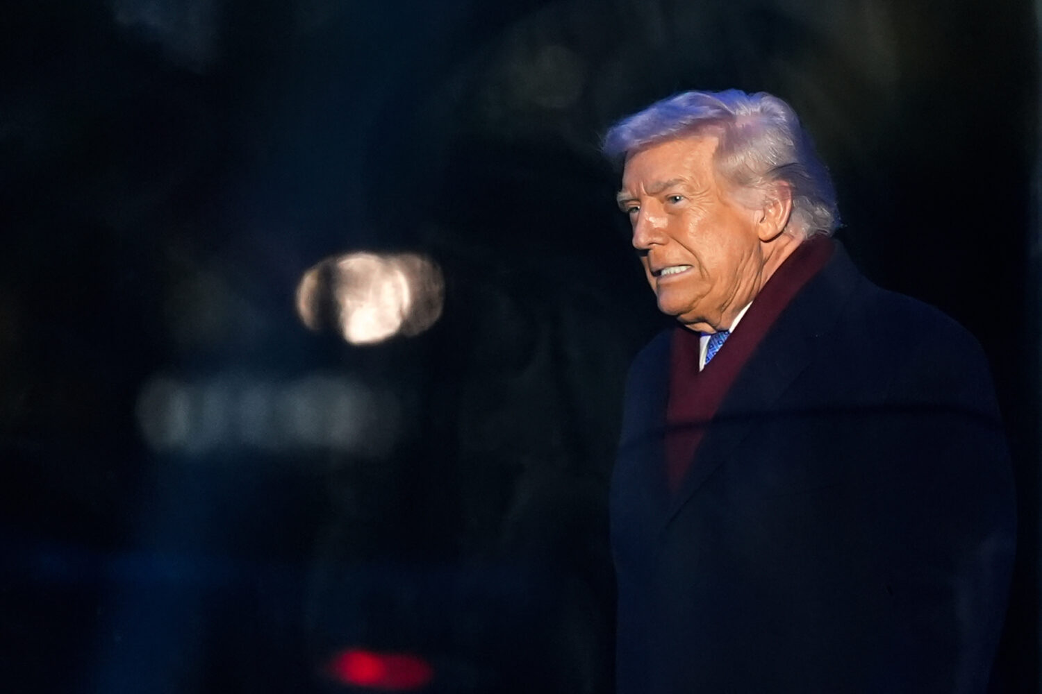 President Donald Trump arrives for the lighting of the National Christmas Tree on the Ellipse, Thur...
