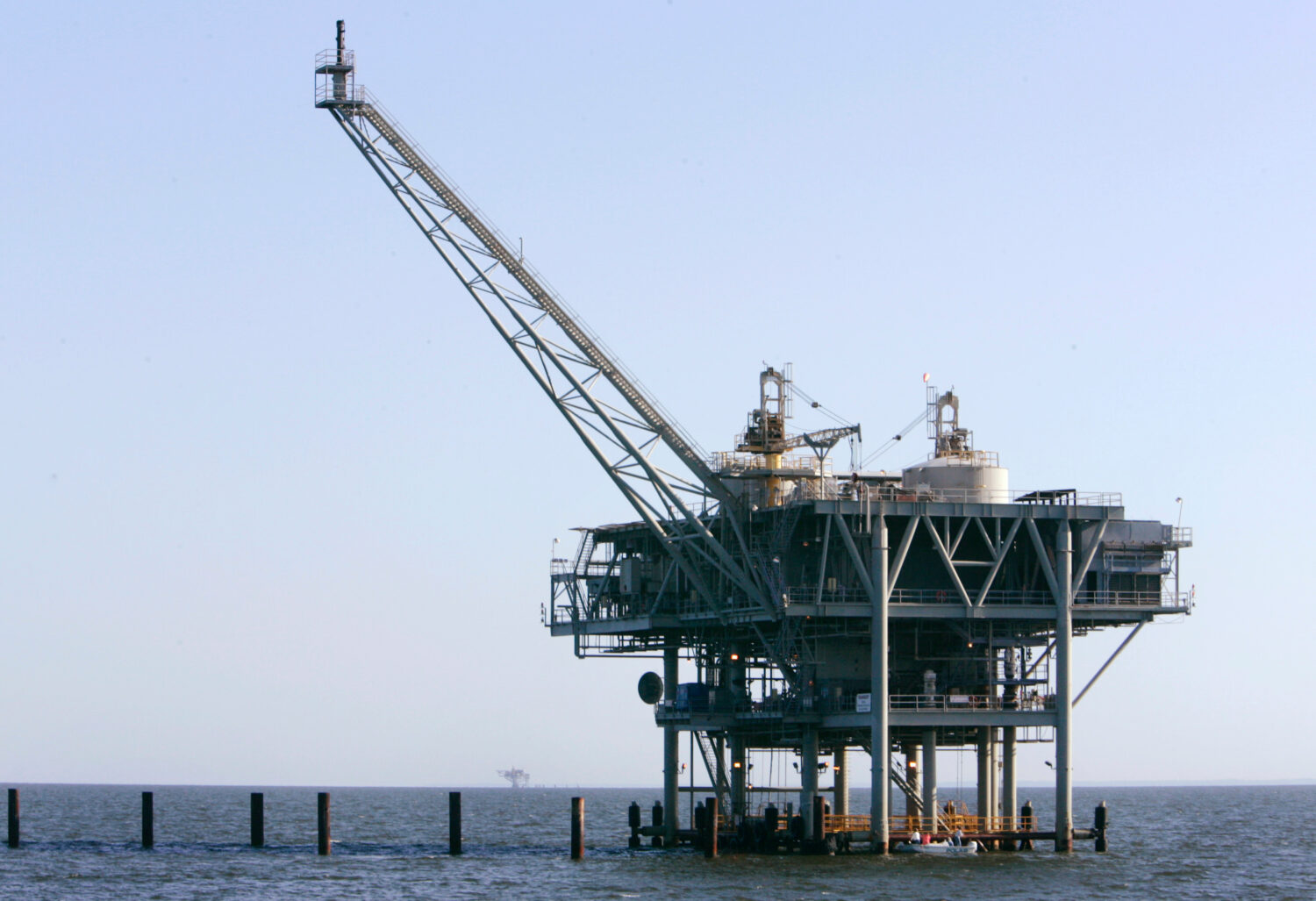 FILE - A natural gas platform is shown, April 13, 2006, off the coast of Fort Morgan, Ala. (AP Phot...