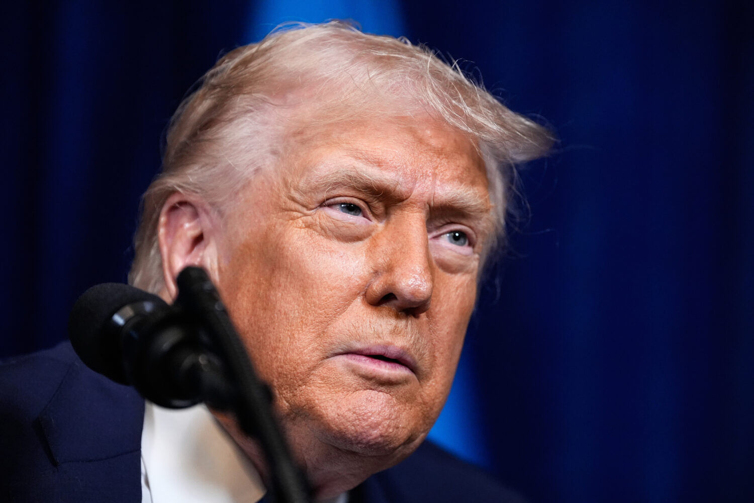 President Donald Trump speaks during a joint news conference with Ukraine's President Volodymyr Zel...