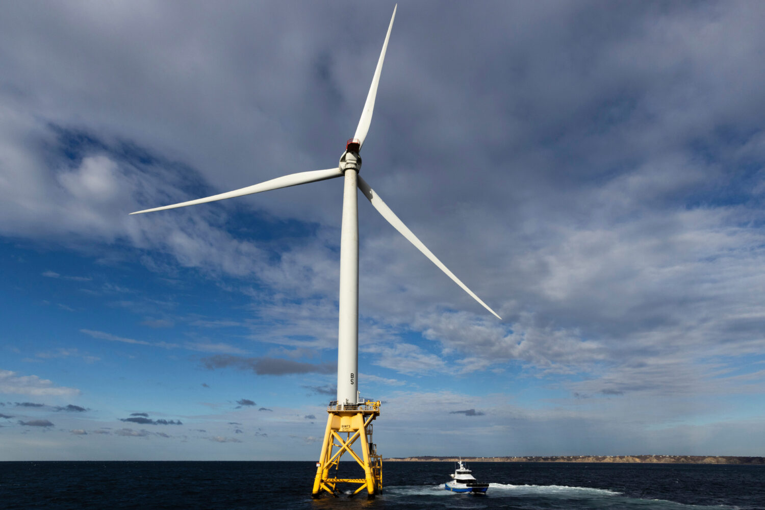 FILE - A Block Island Wind Farm turbine operates, Dec. 7, 2023, off the coast of Block Island, R.I....