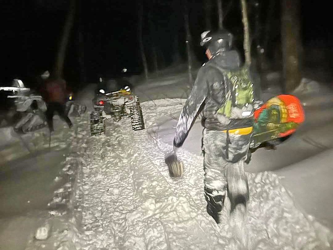 In this photo released by the Stowe Mountain Rescue, Stowe Mountain Rescue responses to a 911 call ...