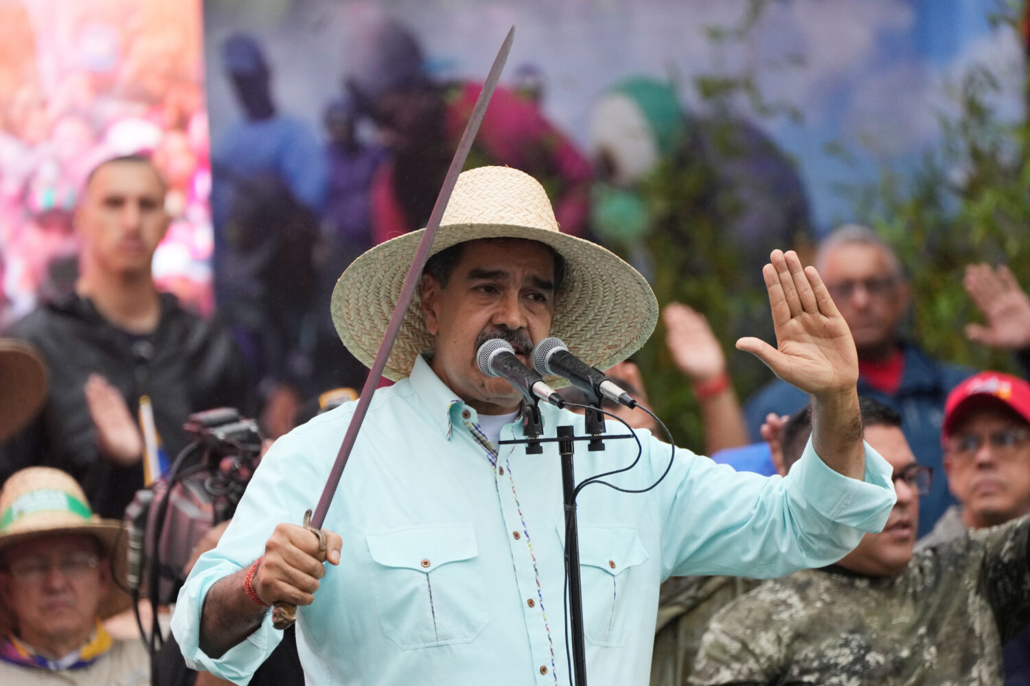 President Nicolas Maduro addresses supporters during a rally marking the anniversary of the Battle ...