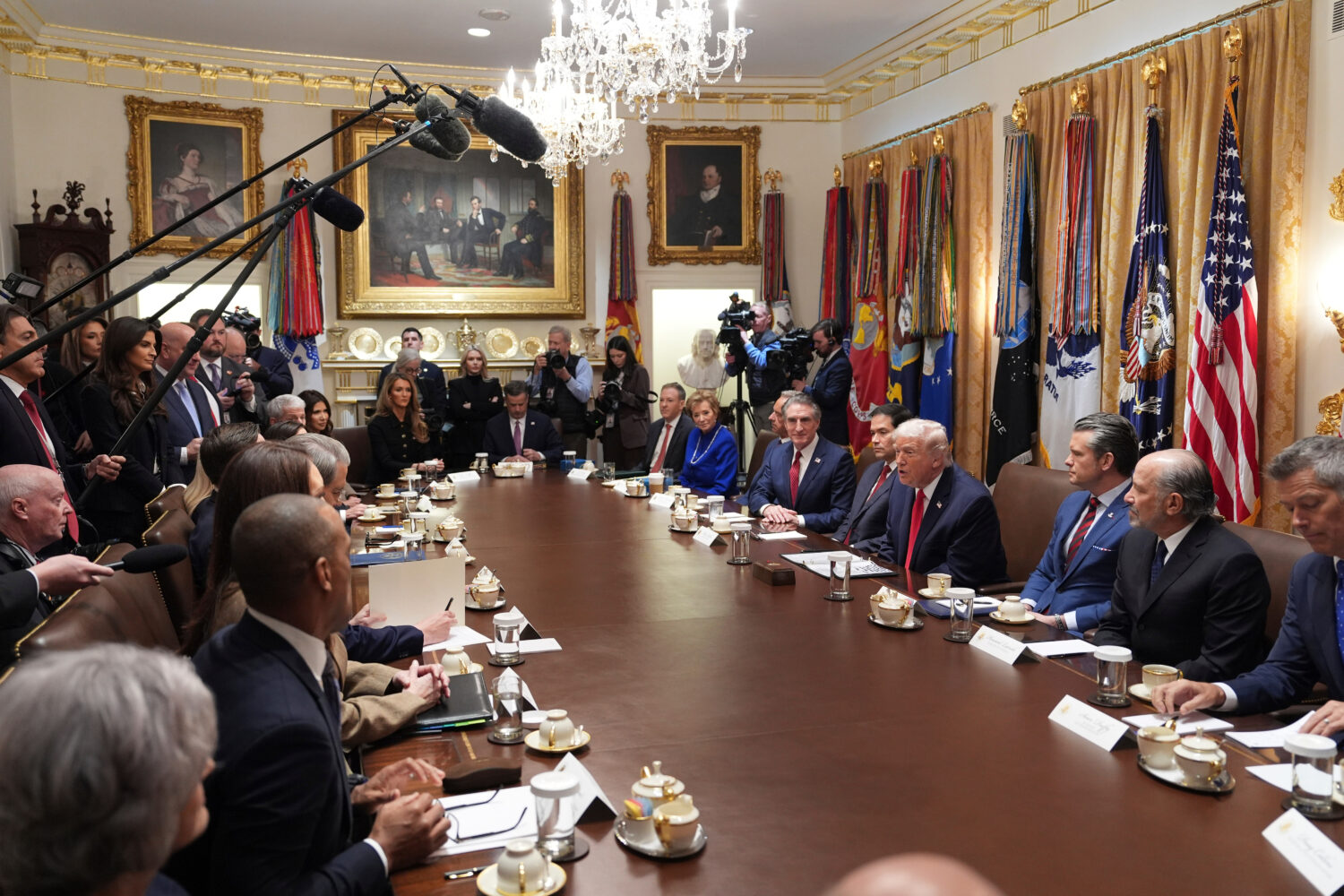 President Donald Trump speaks during a cabinet meeting at the White House, Thursday, Jan. 29, 2026,...