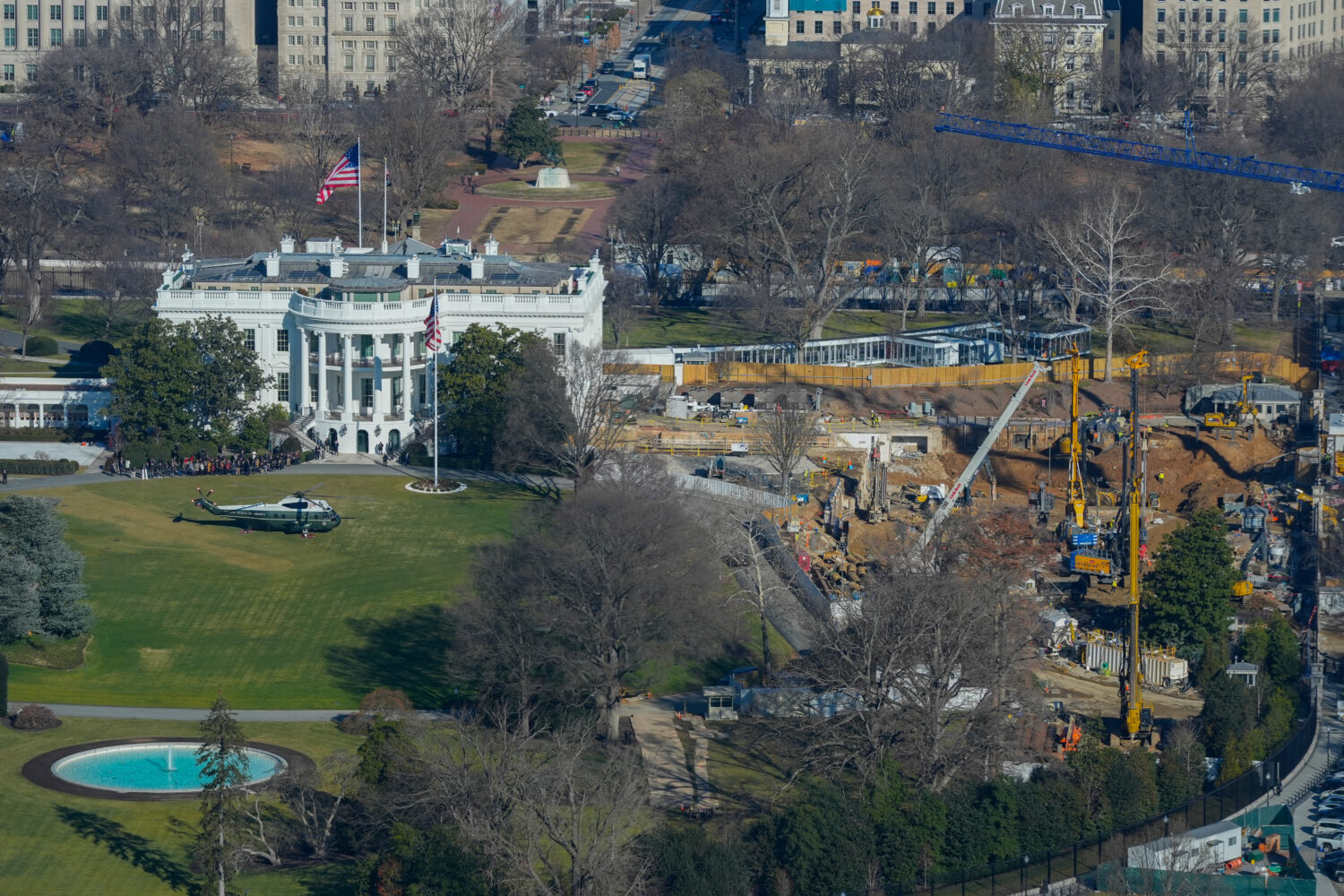 Marine One helicopter is seen on the South Lawn of the White House to transport President Donald Tr...