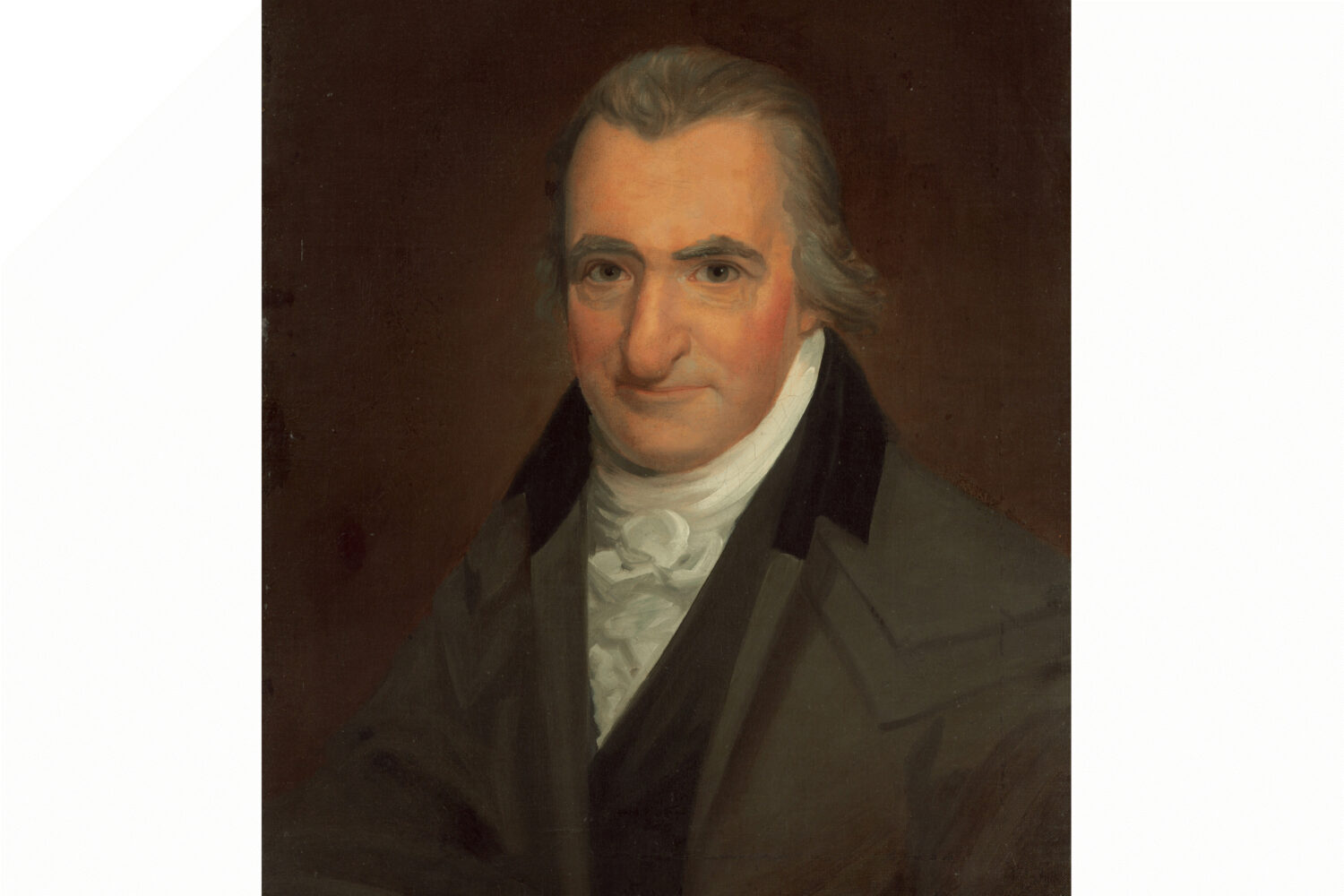 This image provided by the National Gallery of Art shows a painted portrait of American founding-fa...