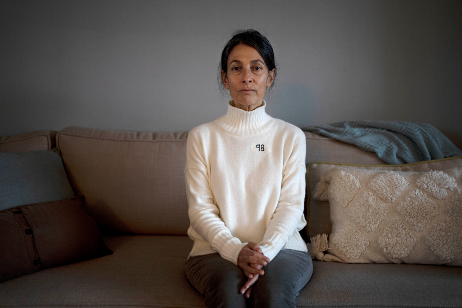 FILE - Rachel Goldberg-Polin poses for a portrait on day 98 since her son, Hersh Goldberg-Polin was...