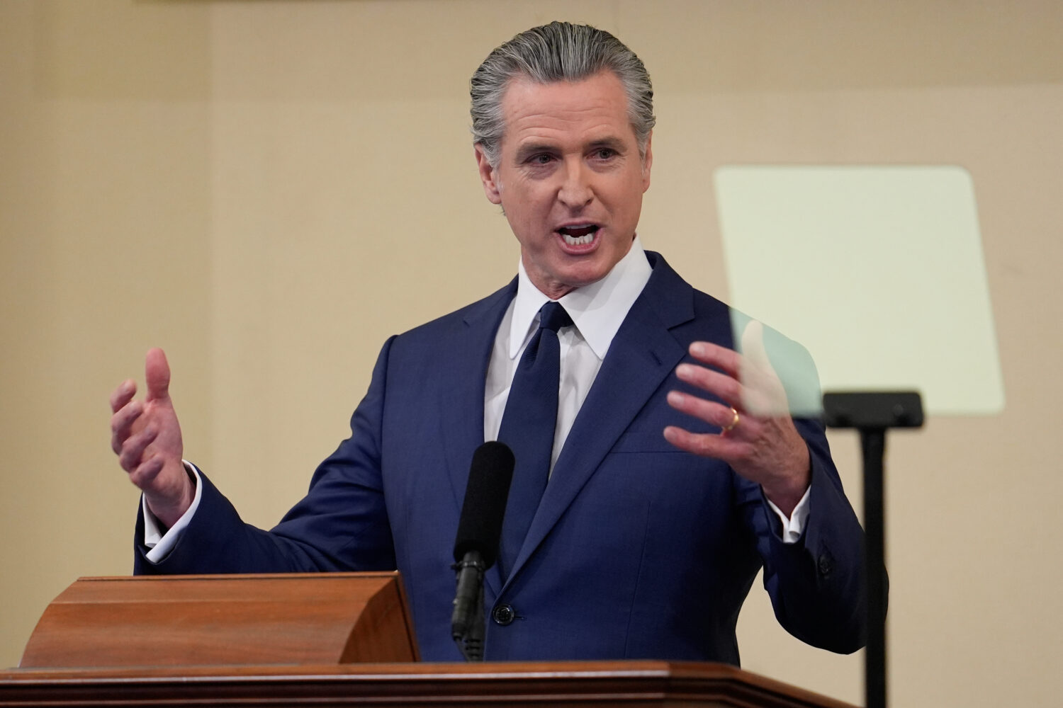 California Gov. Gavin Newsom speaks during his State of the State address Thursday, Jan. 8, 2026, i...