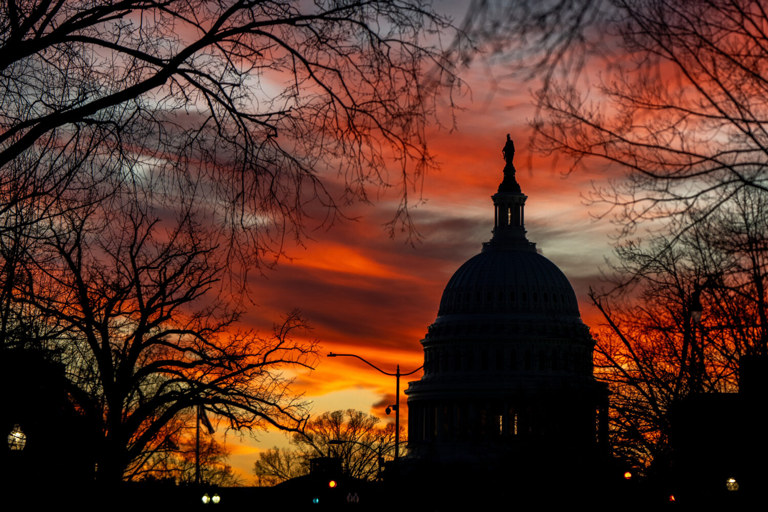 The U.S. Capitol is seen at sunset, Monday, Jan. 12, 2026, in Washington. (AP Photo/Julia Demaree N...