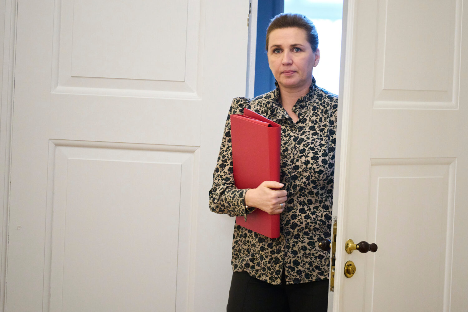 Danish Prime Minister Mette Frederiksen after a meeting in the Foreign Policy Committee at Christia...