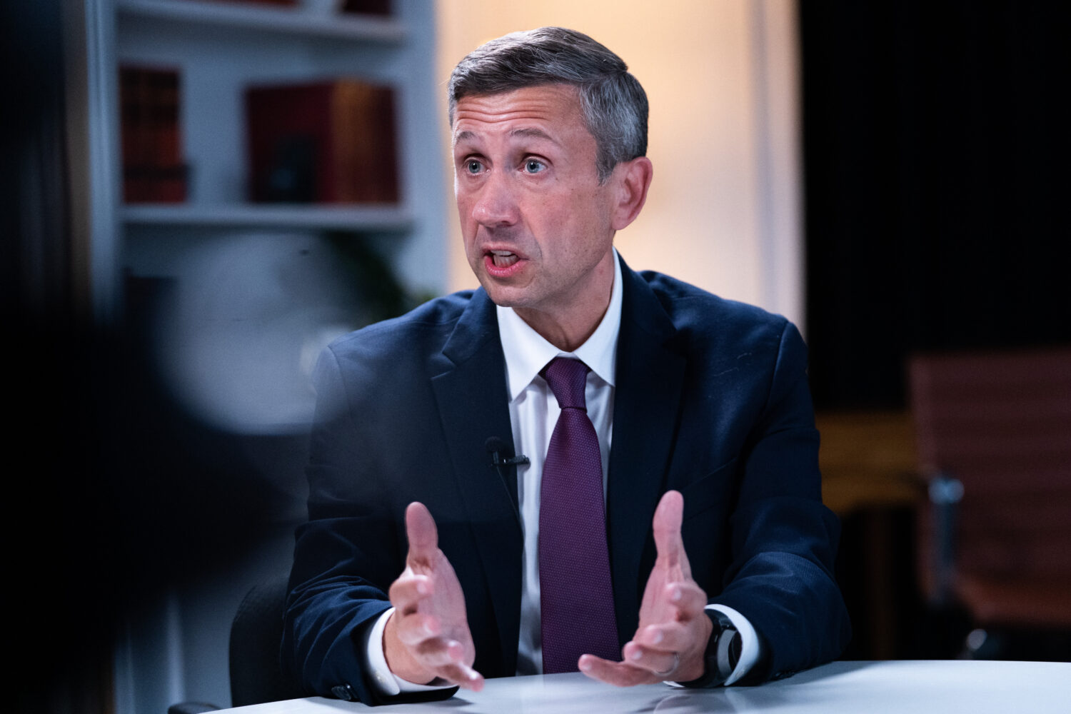 Democratic National Committee chair Ken Martin speaks during an interview with The Associated Press...