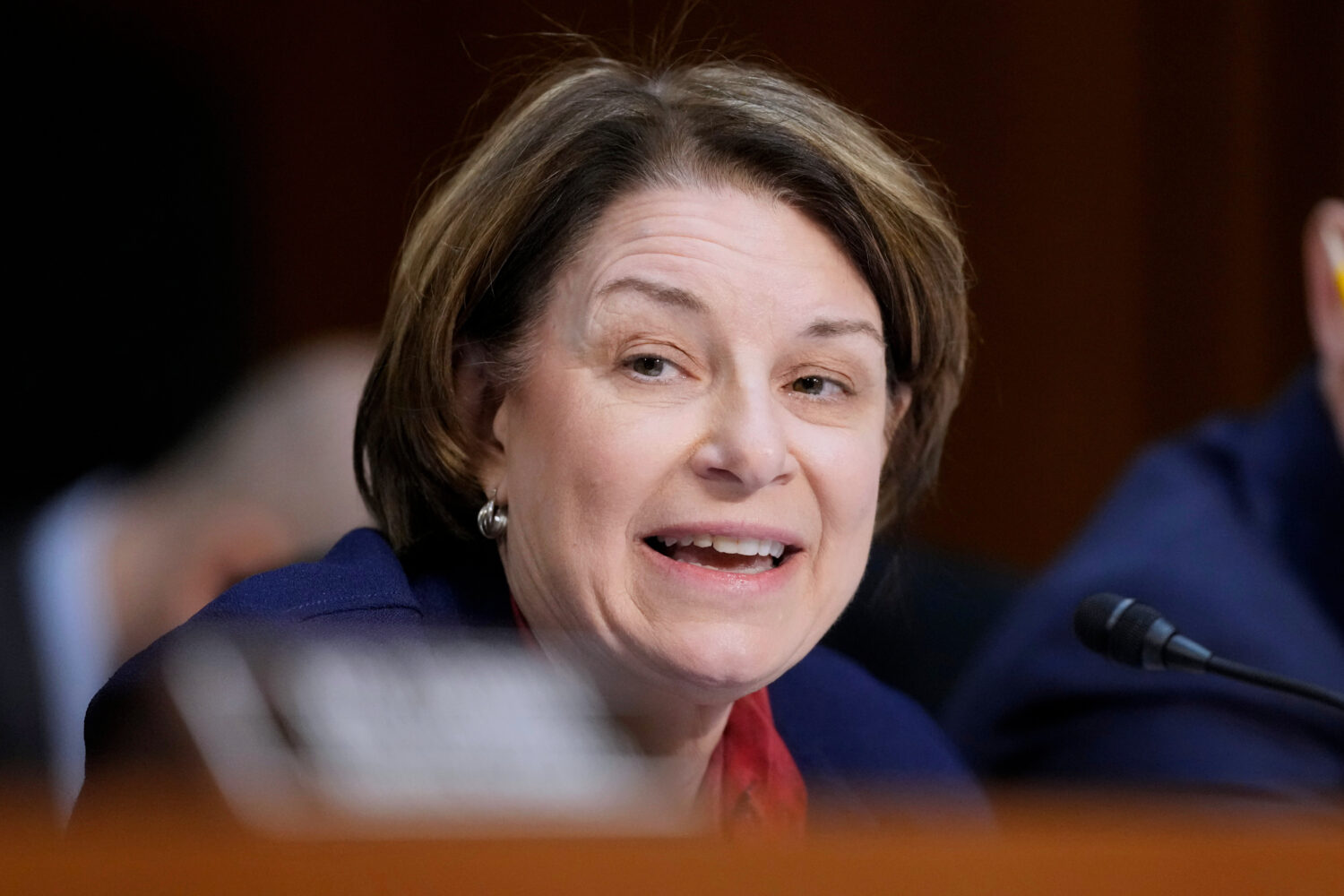 FILE - Sen. Amy Klobuchar, D-Minn., speaks during a confirmation hearing before the Senate Judiciar...