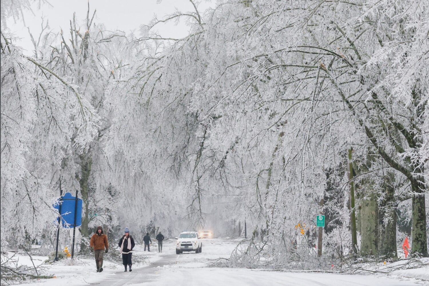 In this image provided by the City of Oxford, Miss., snow and ice cover trees and streets as a wint...