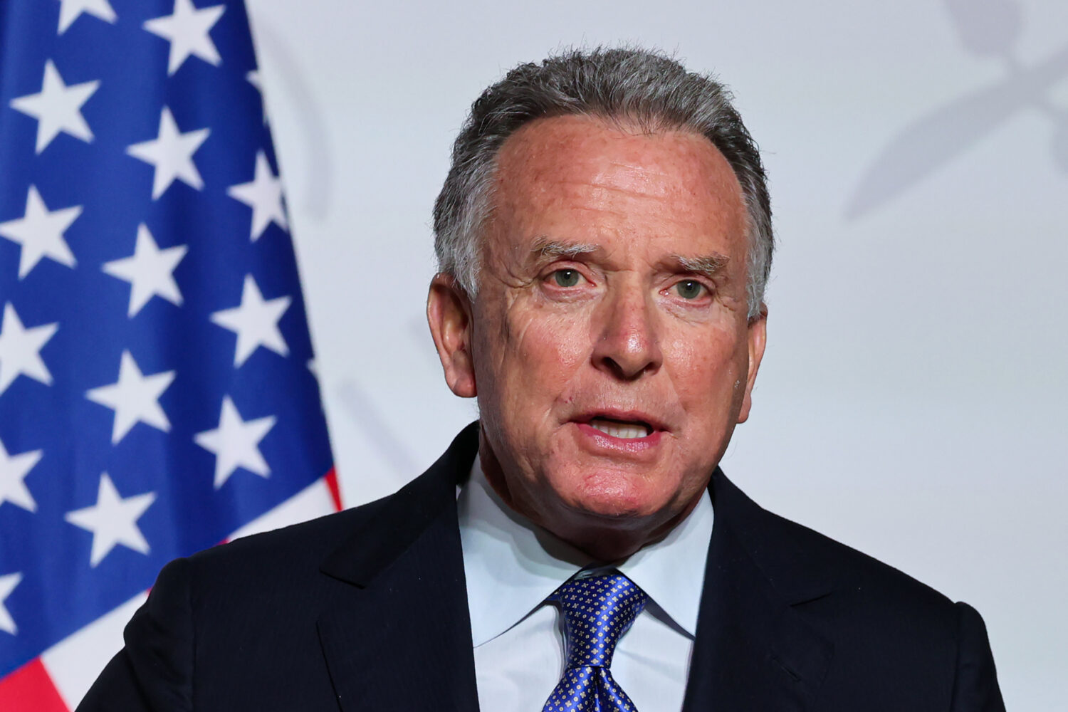 US Special Envoy Steve Witkoff delivers a speech upon the signing of the declaration on deploying p...