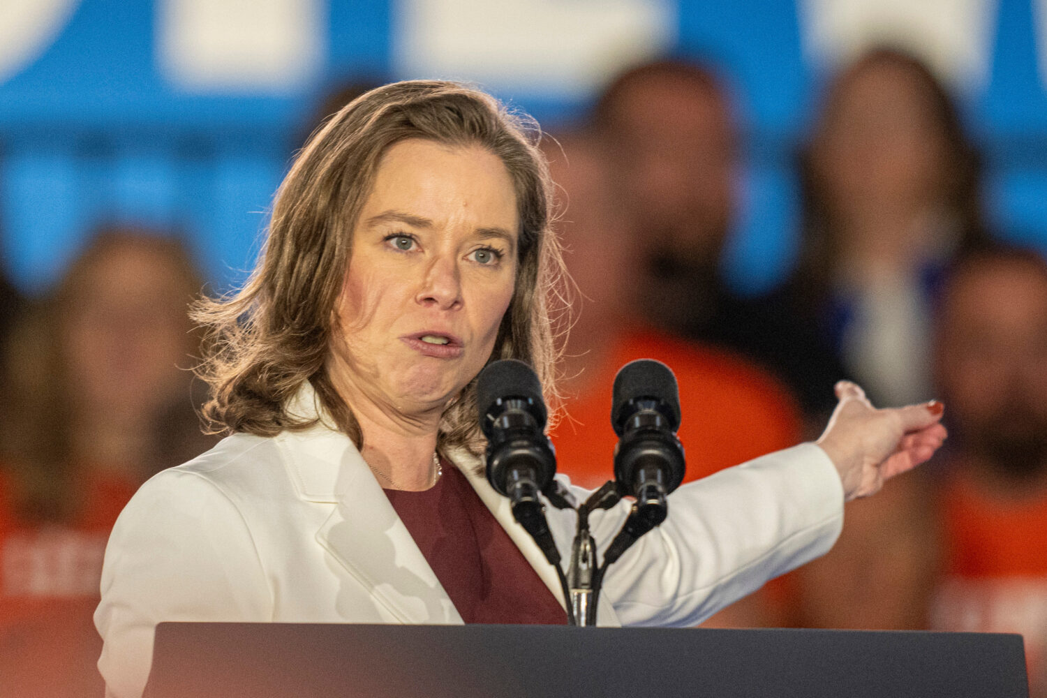 FILE - Wisconsin Lt. Gov. Sara Rodriguez speaks at a campaign event for Democratic presidential nom...